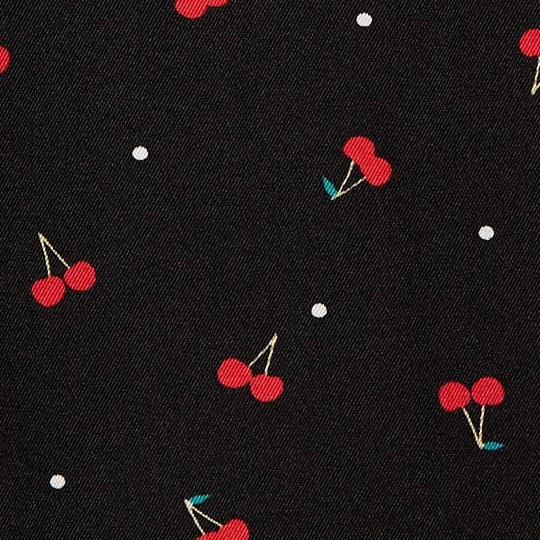 Louche Leonore Cherry Pie Print Square Neck Midi Dress - Fabric & Print Detail