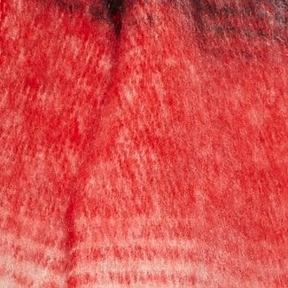 Louche Ciara Cosy Fluffy Striped Tassel Scarf - Red - Fabric & Print Detail