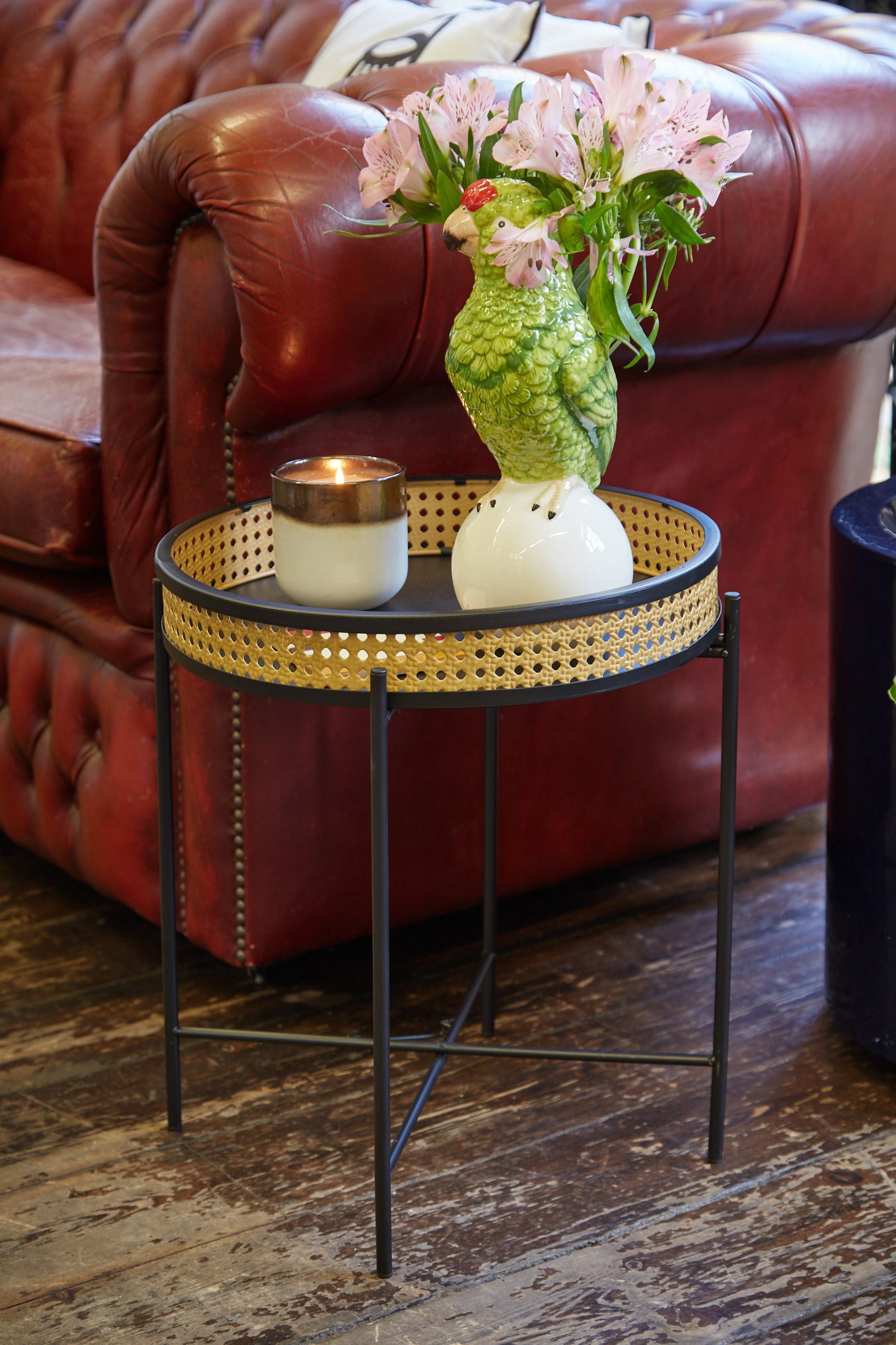 Circular Woven Cane Effect Table - Front