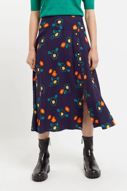 Louche Barney Clarice Floral Print Midi Skirt