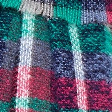 Louche Clodagh Warm Handle Checked Scarf With Fringed Edge - Navy - Fabric & Print Detail