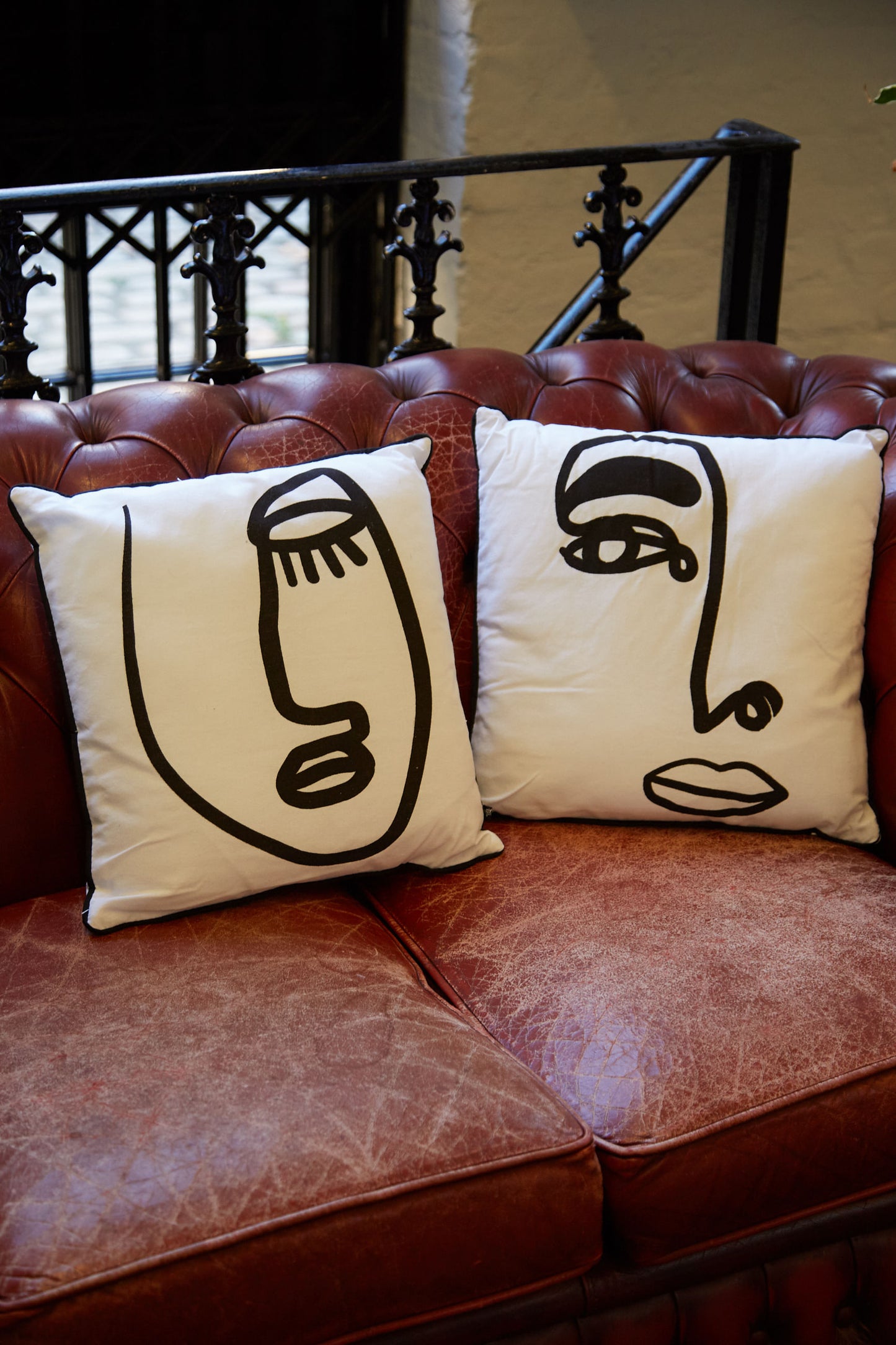 Closed Eye Face Print Cushion