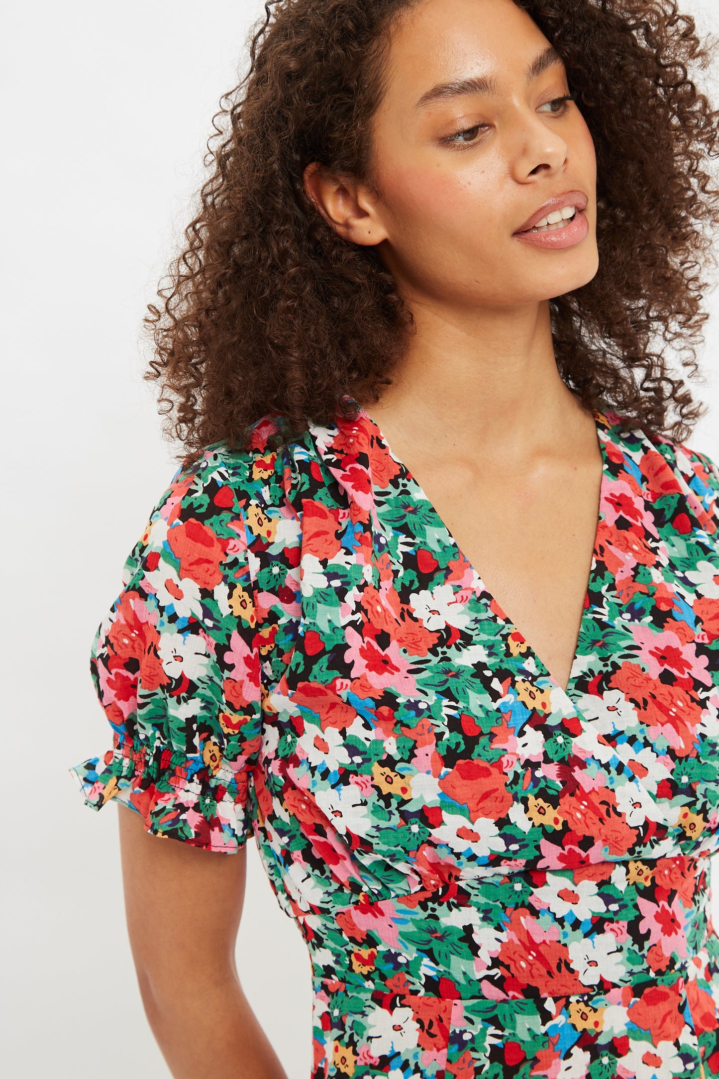 Louche Corina Flower Splash Print Midi Tea Dress