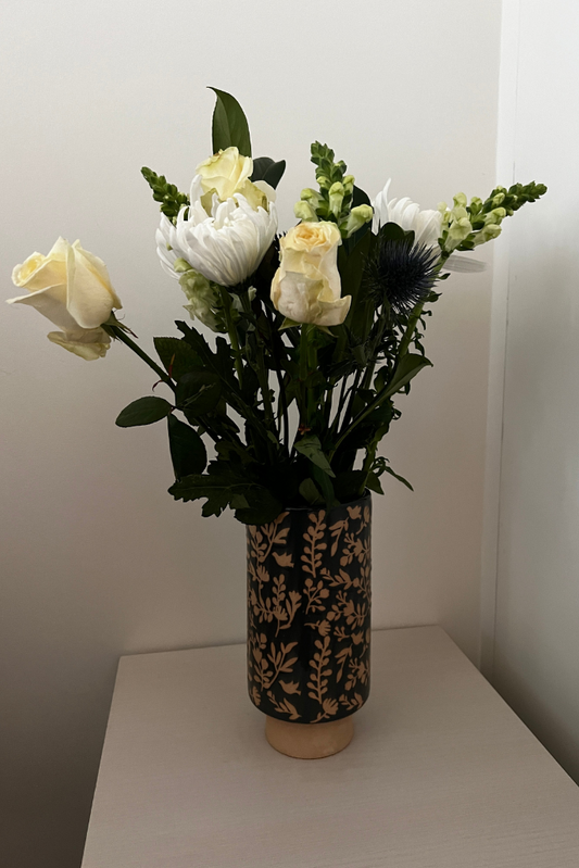 Large Flower Embossed Vase