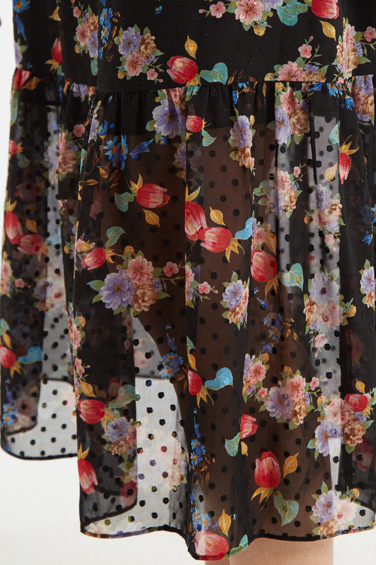 Dasha Carpathian Florals Print Tiered Midi Skirt
