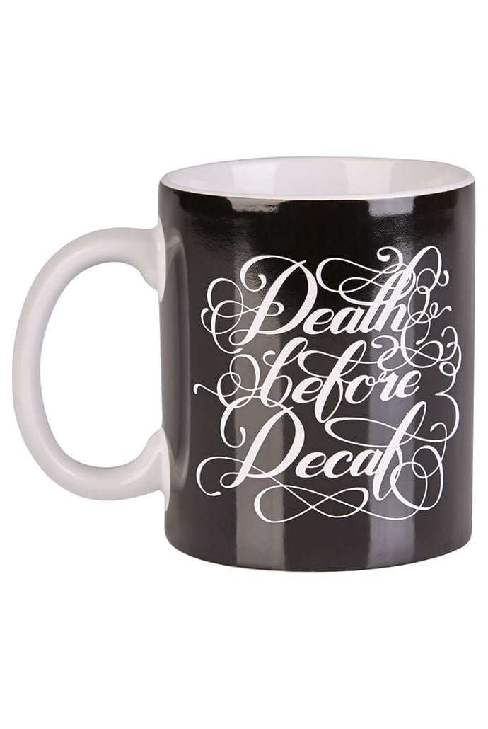 Mug Death Before Decaf - Styled