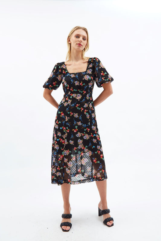 Nadine Carpathian Florals Print Midi Dress