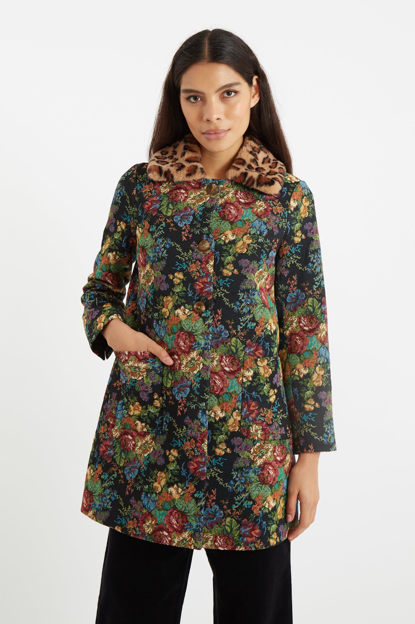 Louche Dryden Flower Mix Jacquard Coat