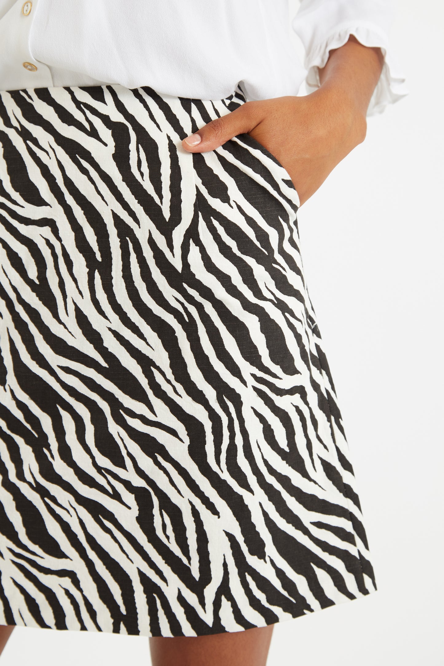 Dylan Zebra Print A Line Mini Skirt