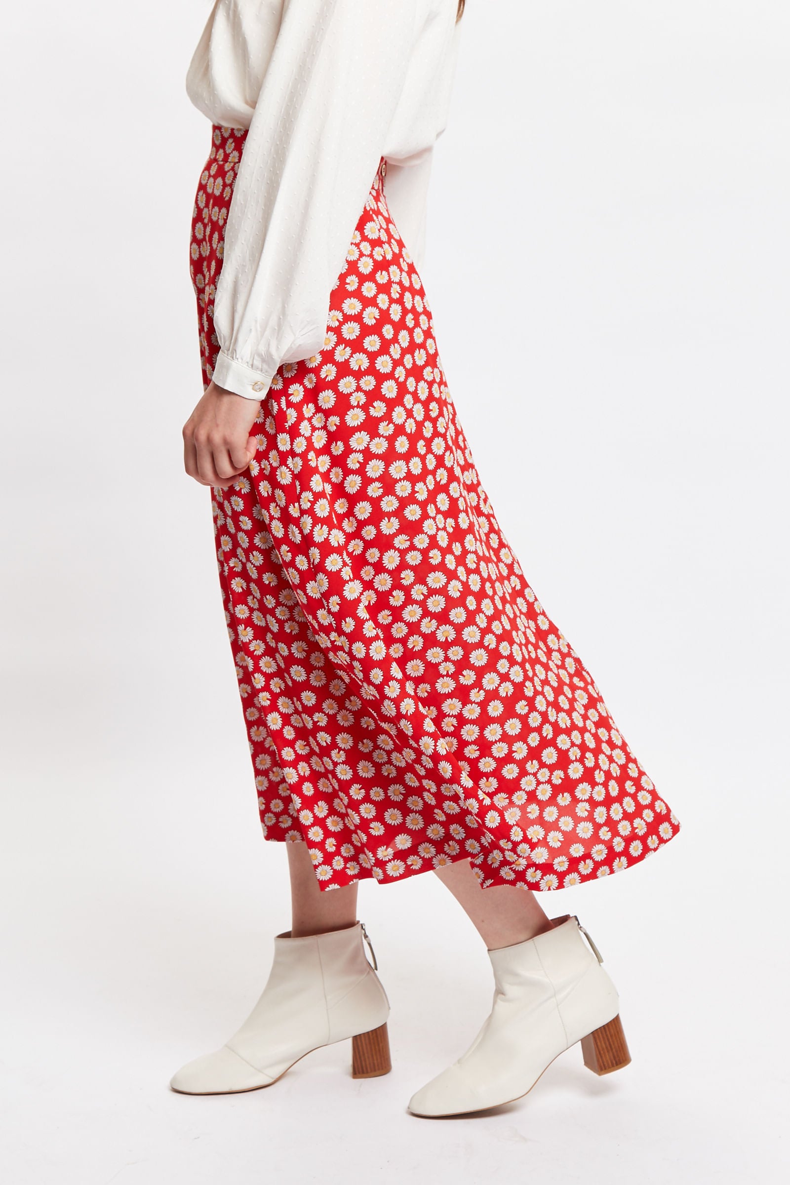 Louche Edie Daisy Dancer Midi Skirt - Red - Detail 1