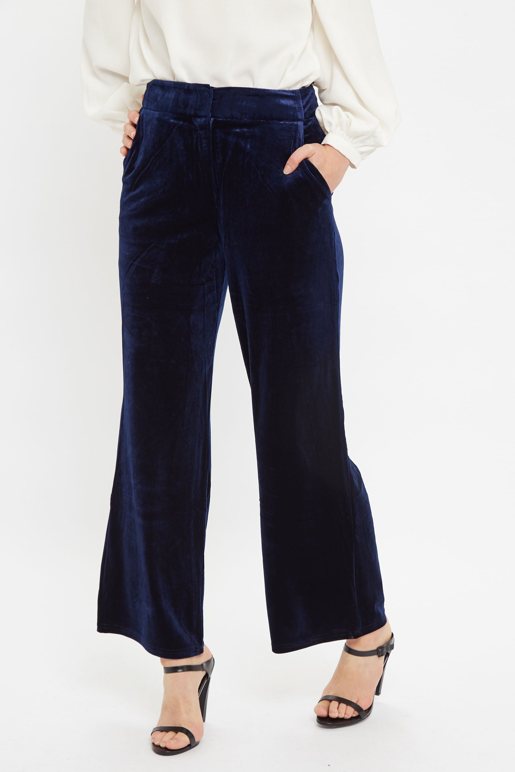 Elina Velvet Straight Leg Trouser - Navy - Detail 2