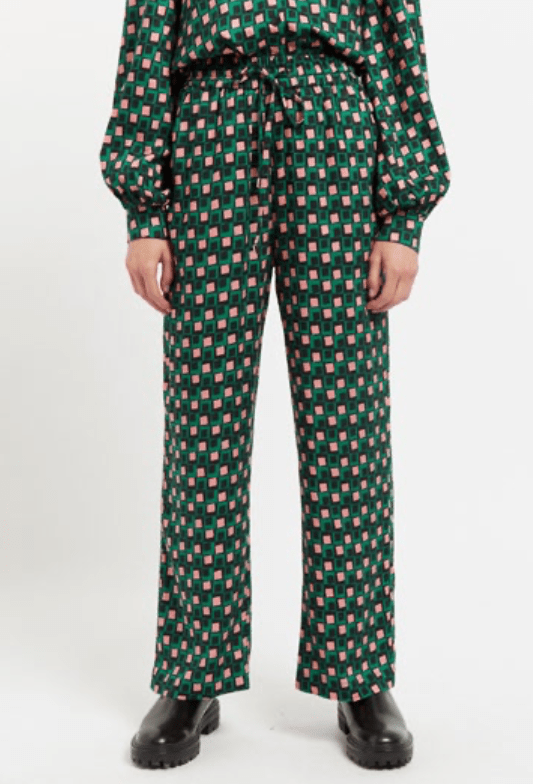 Louche Emmanuella Retro Cubes Print Pyjama Style Trouser