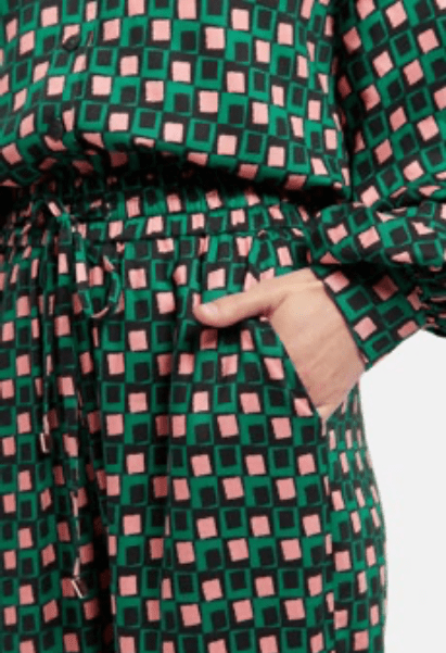 Louche Emmanuella Retro Cubes Print Pyjama Style Trouser - Detail 1
