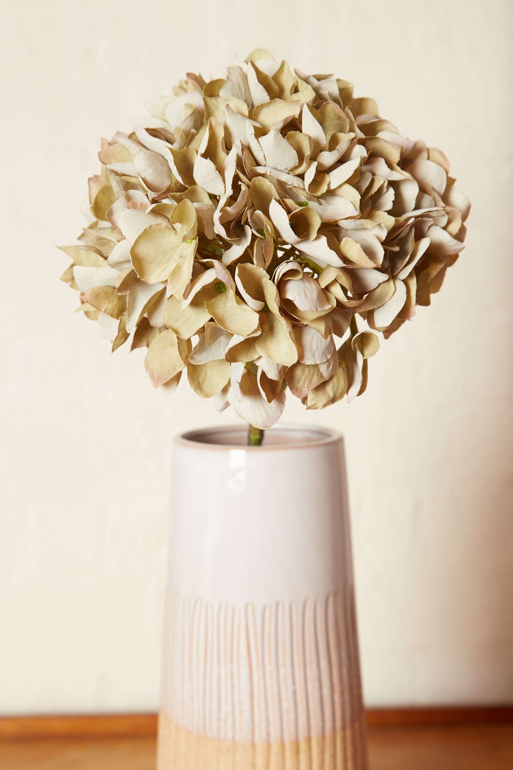 Faux Hydrangea Spray - Olive - Back