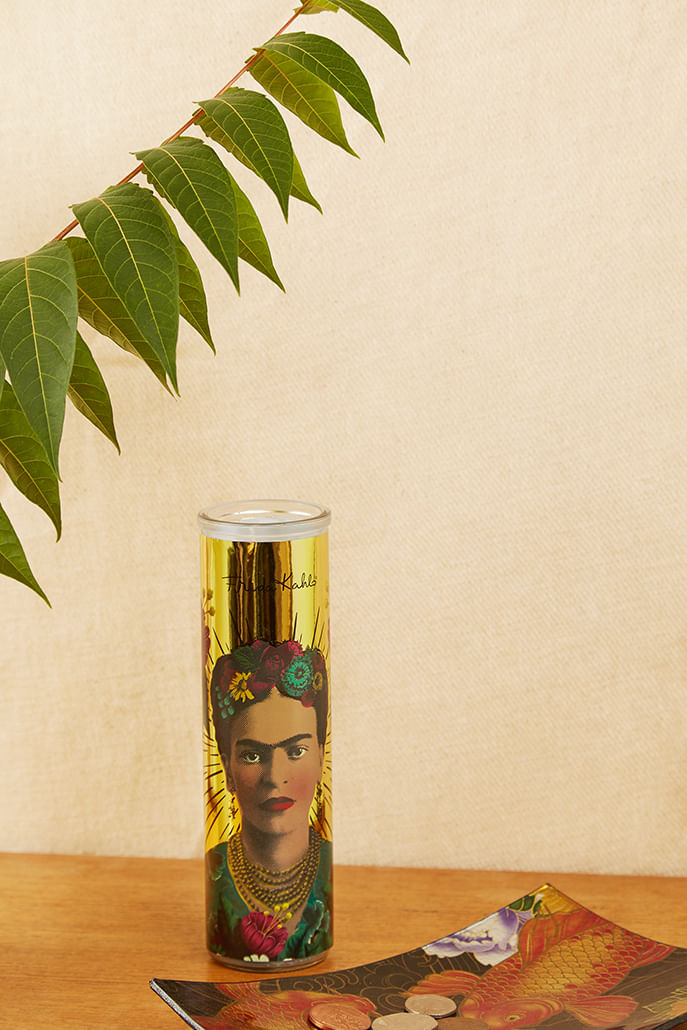 Frida Kahlo Decorated Glass Candle