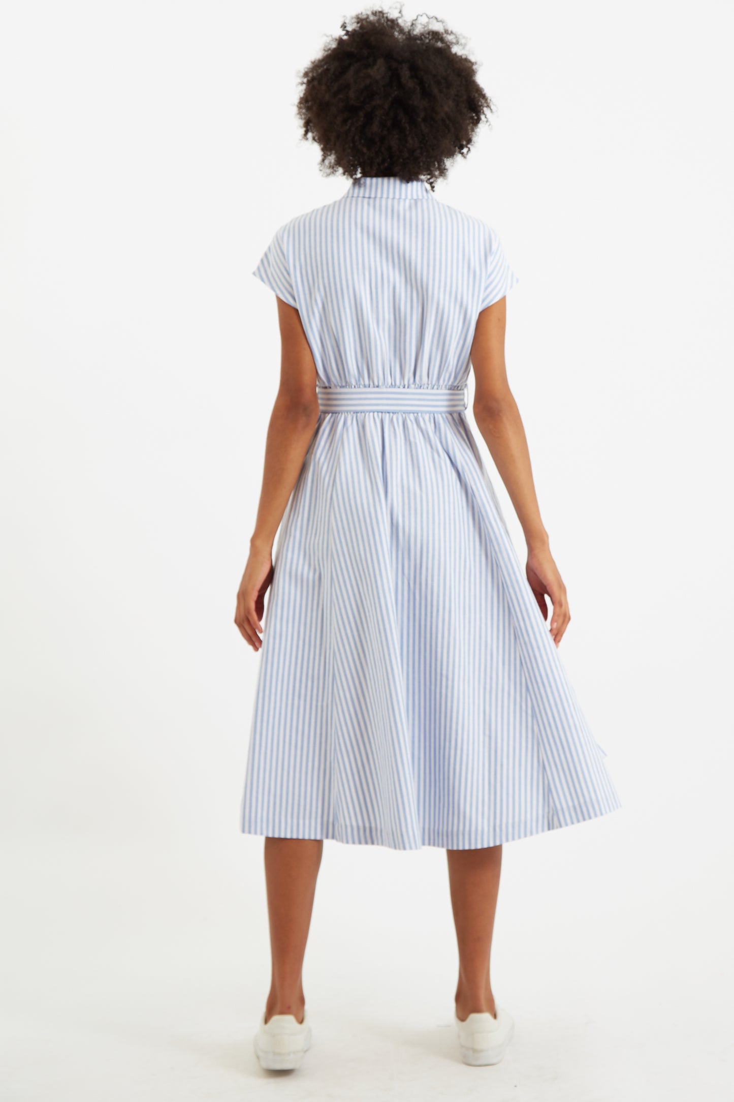 Fleur Sail Stripe Midi Shirt Dress Blue