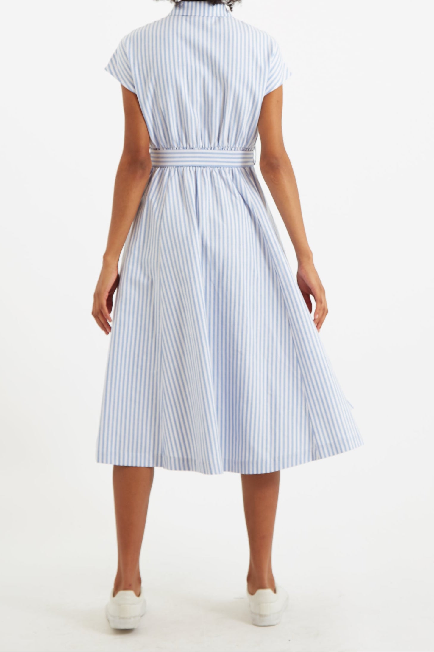 Fleur Sail Stripe Midi Shirt Dress Blue
