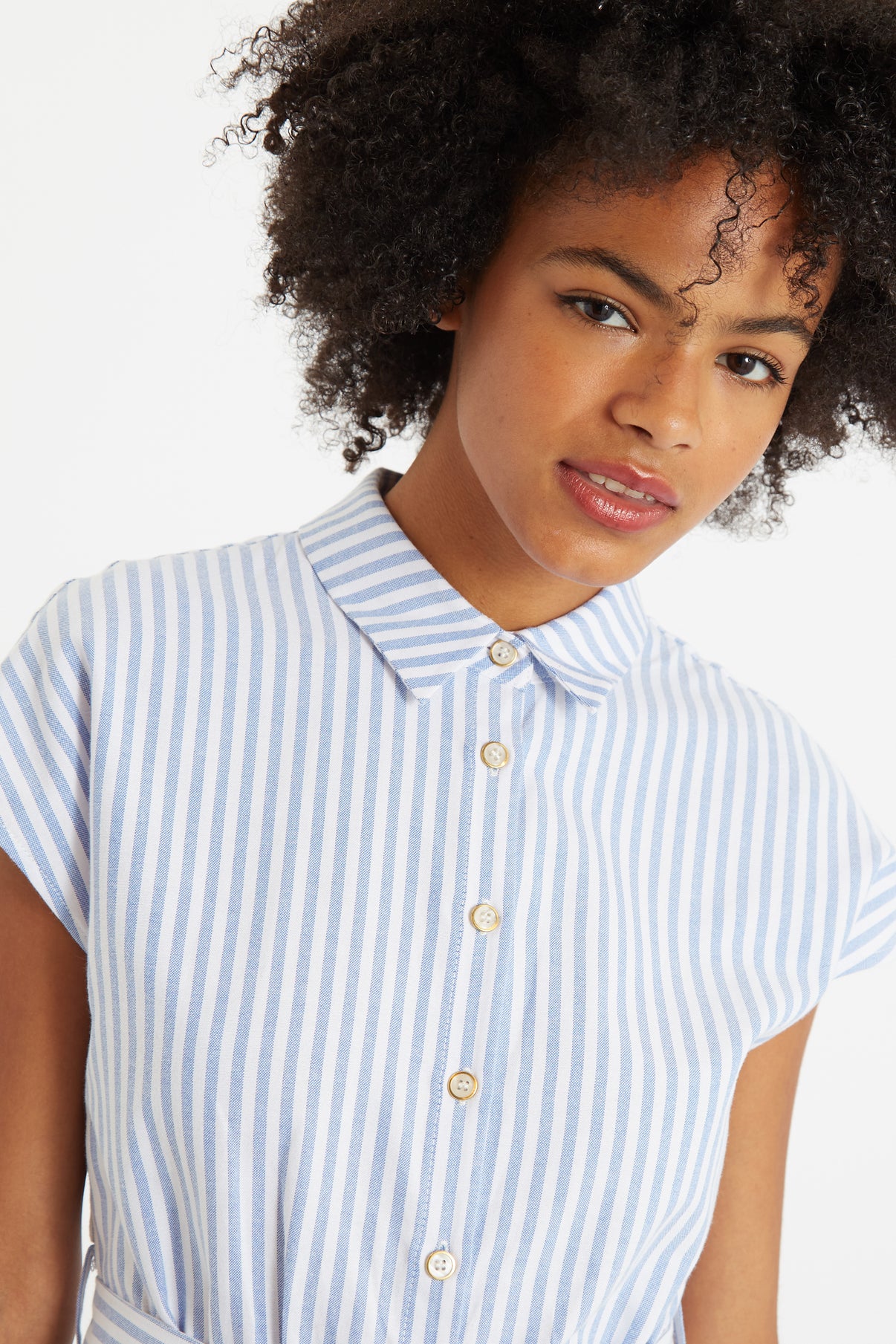 Fleur Sail Stripe Midi Shirt Dress Blue – JOY