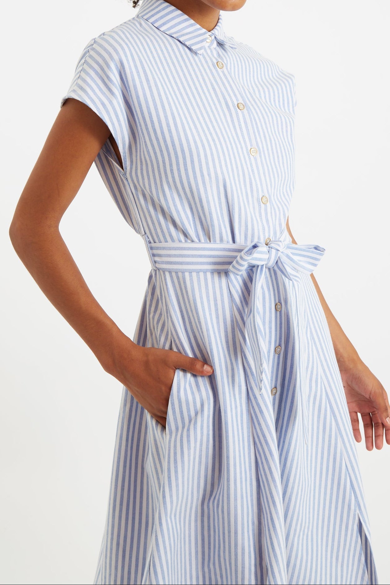 Fleur Sail Stripe Midi Shirt Dress Blue - Detail 1
