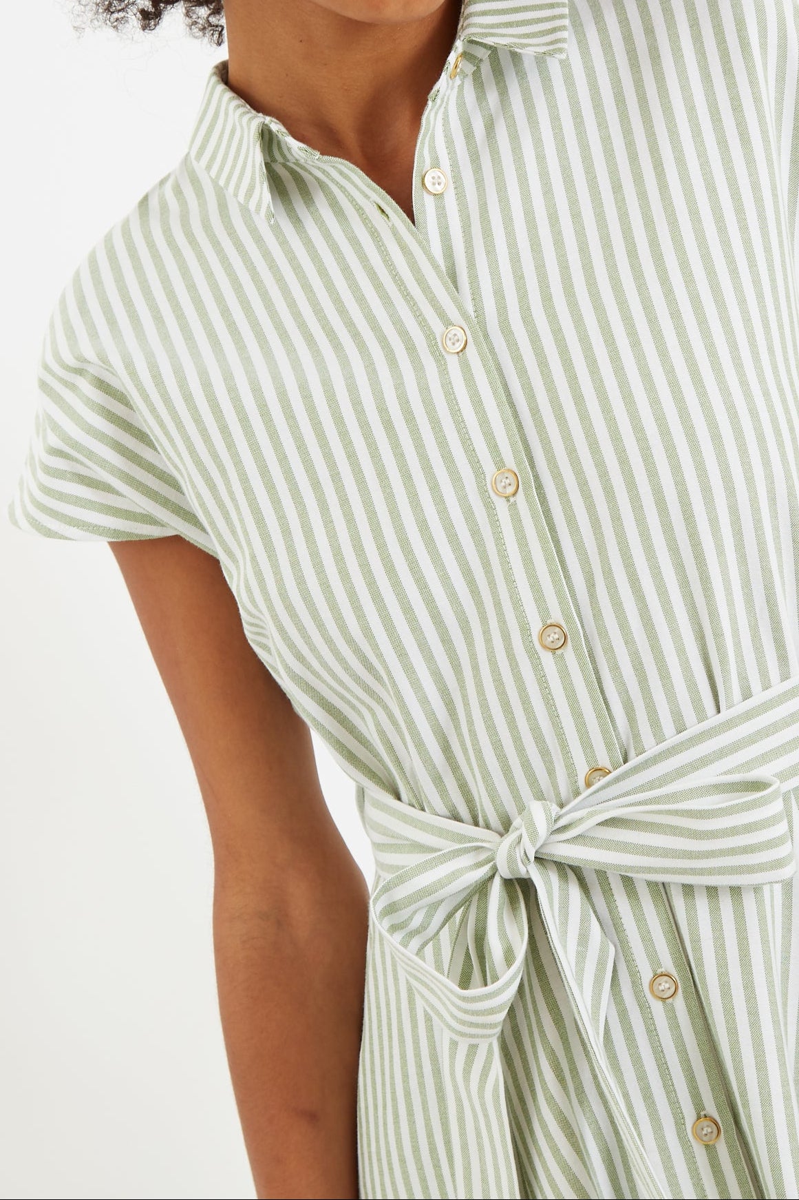 Fleur Sail Stripe Midi Shirt Dress Green - Detail 1