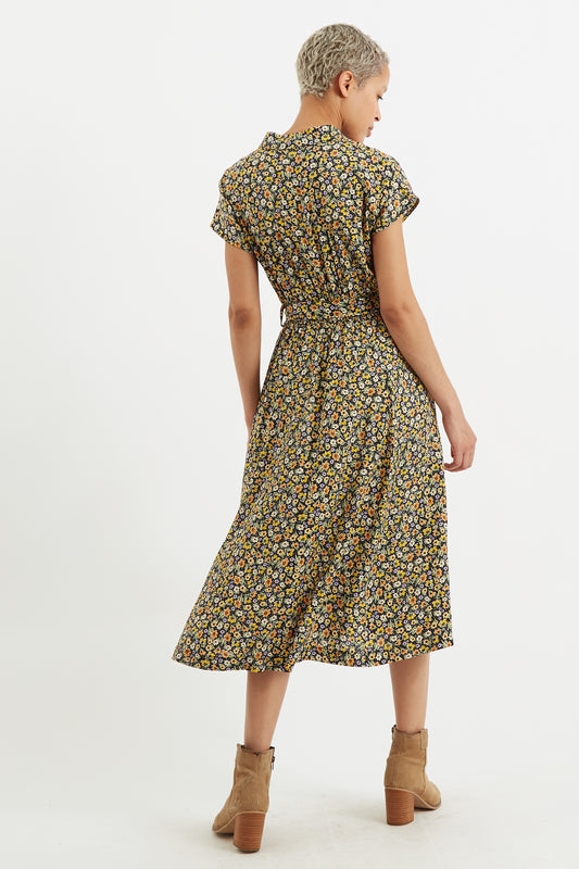 Fleur Santa Fe Floral Shirt Sleeve Shirt Dress