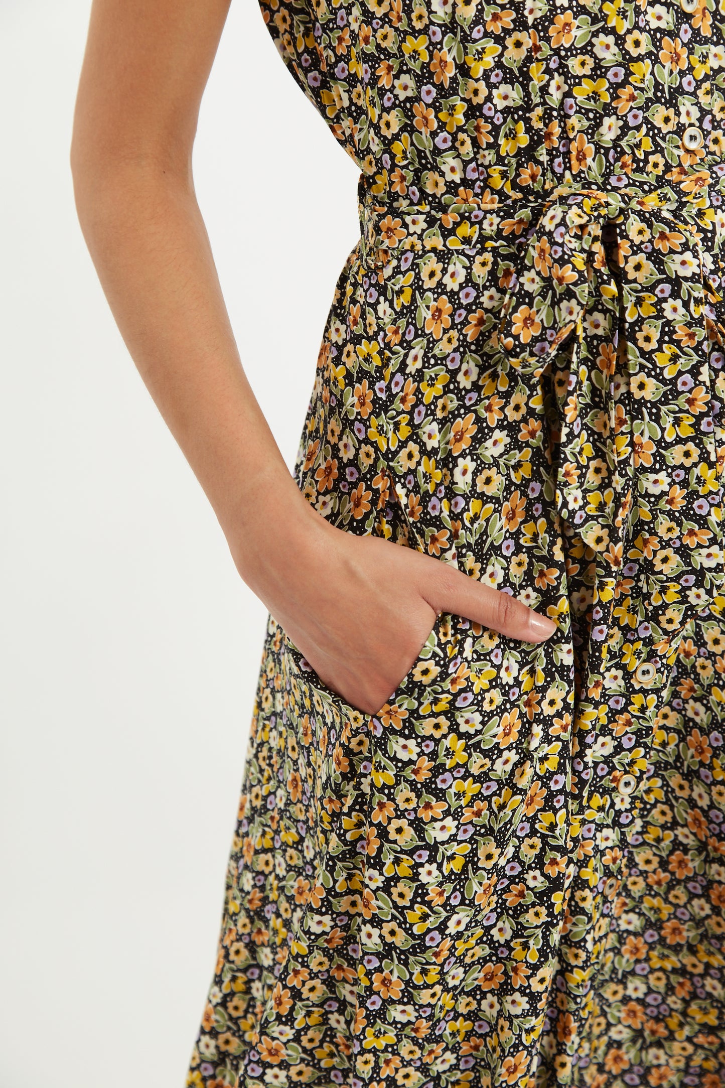Fleur Santa Fe Floral Shirt Sleeve Shirt Dress