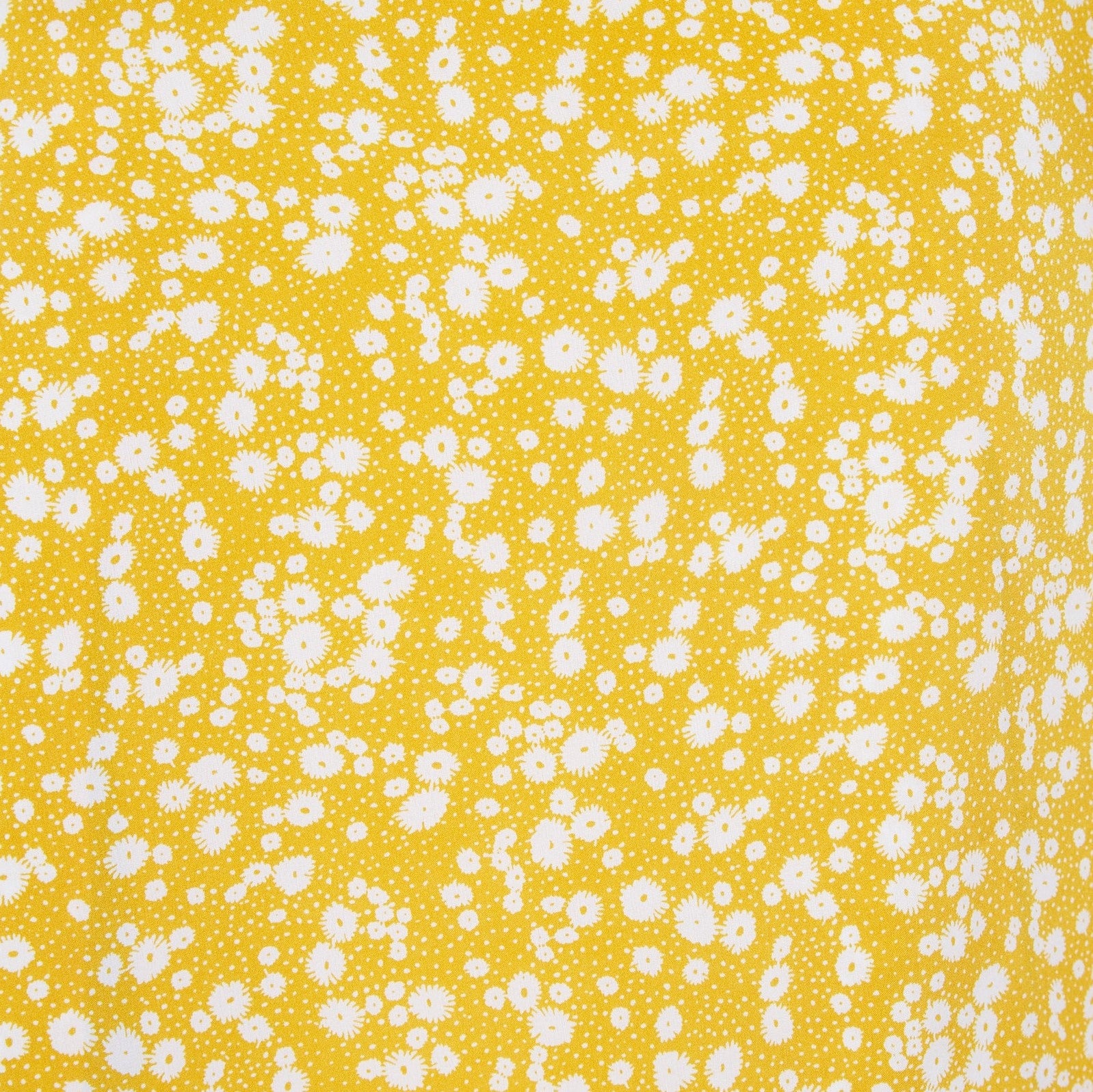 Corina Flower Dot Print Midi Tea Dress - Mustard - Fabric & Print Detail