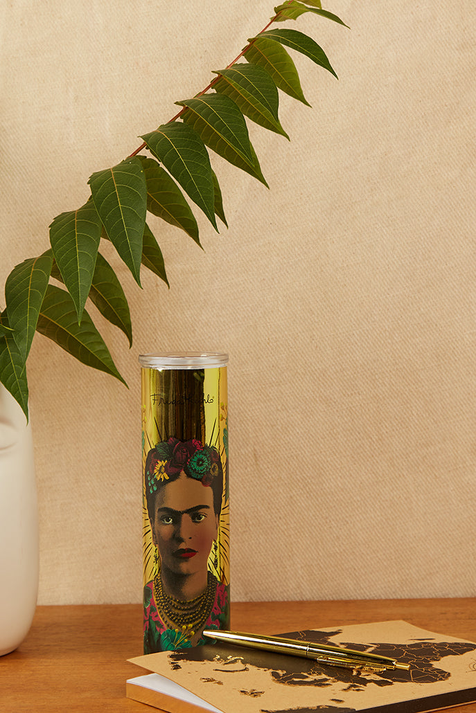 Frida Kahlo Decorated Glass Candle
