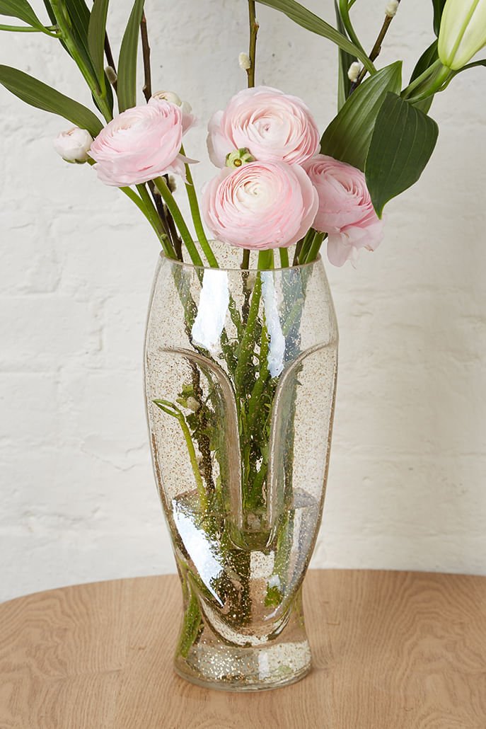 Gold Fleck Glass Face Vase - Styled