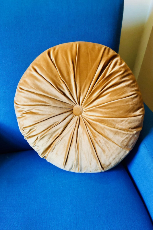 Vintage Style Round Velvet Ruched Cushion