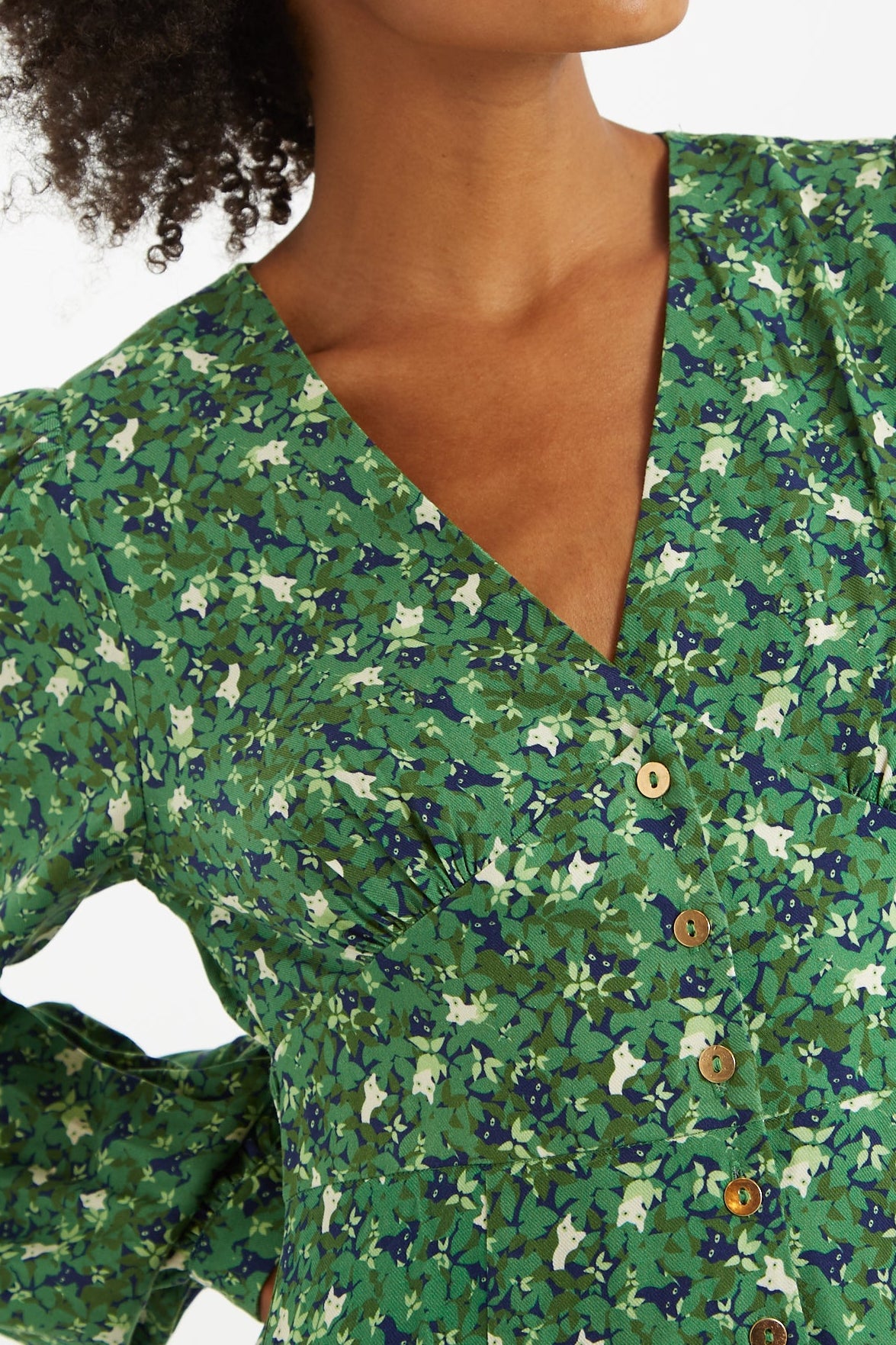 Louche Hedi Cat Camo Long Sleeved Mini Dress - Detail 1