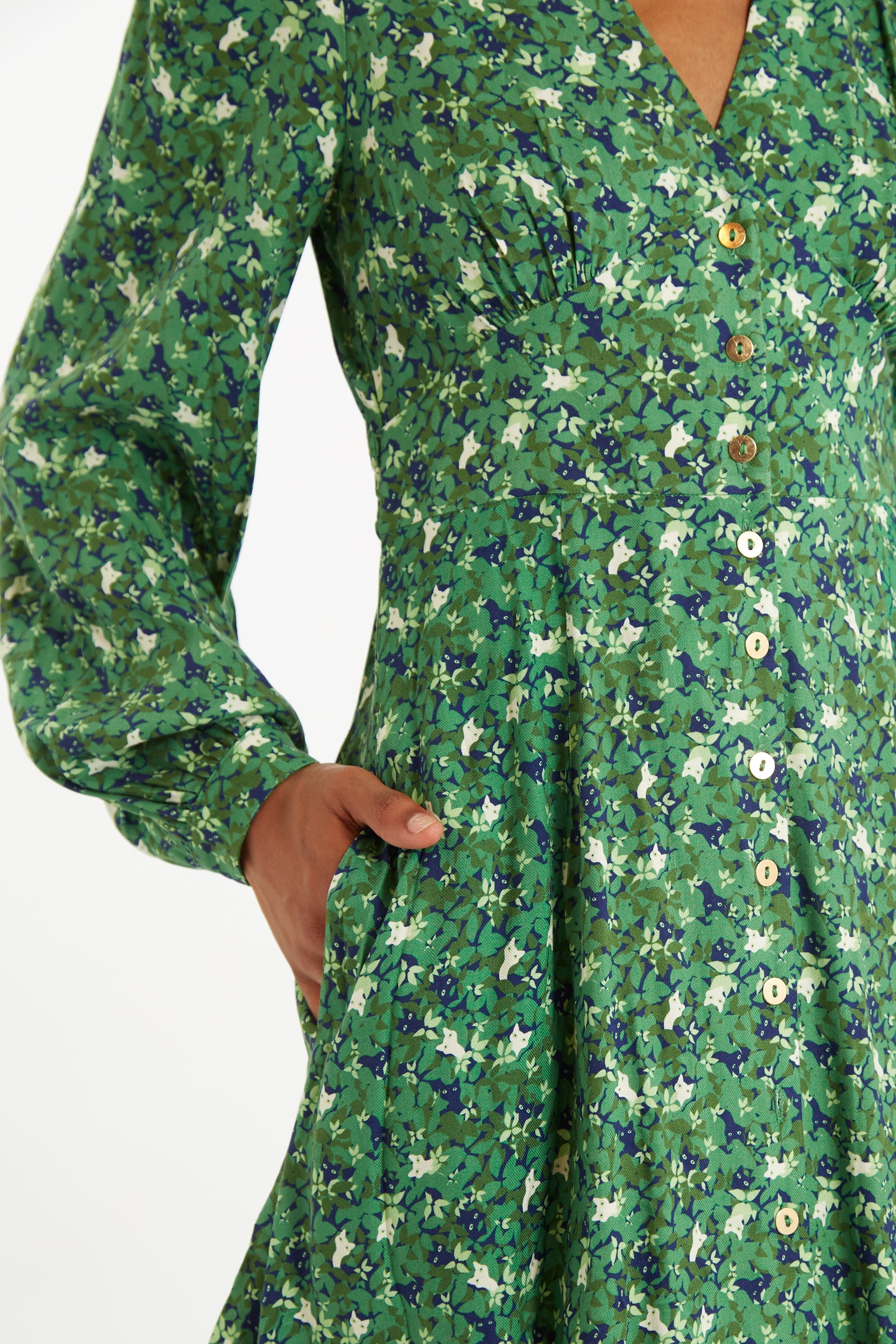 Louche Hedi Cat Camo Long Sleeved Mini Dress - Detail 2