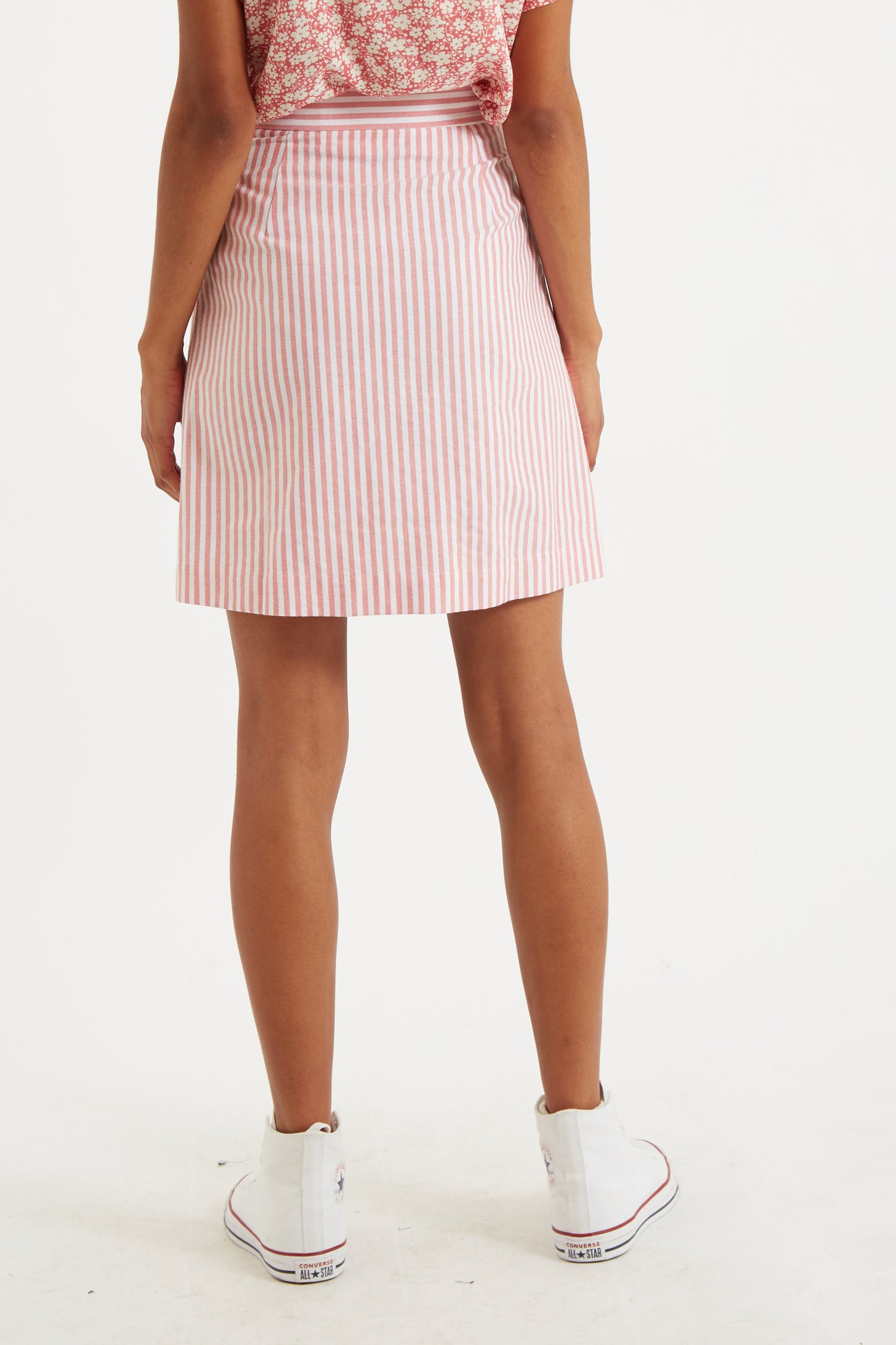 Hela Sail Stripe Button Through A-Line Mini Skirt
