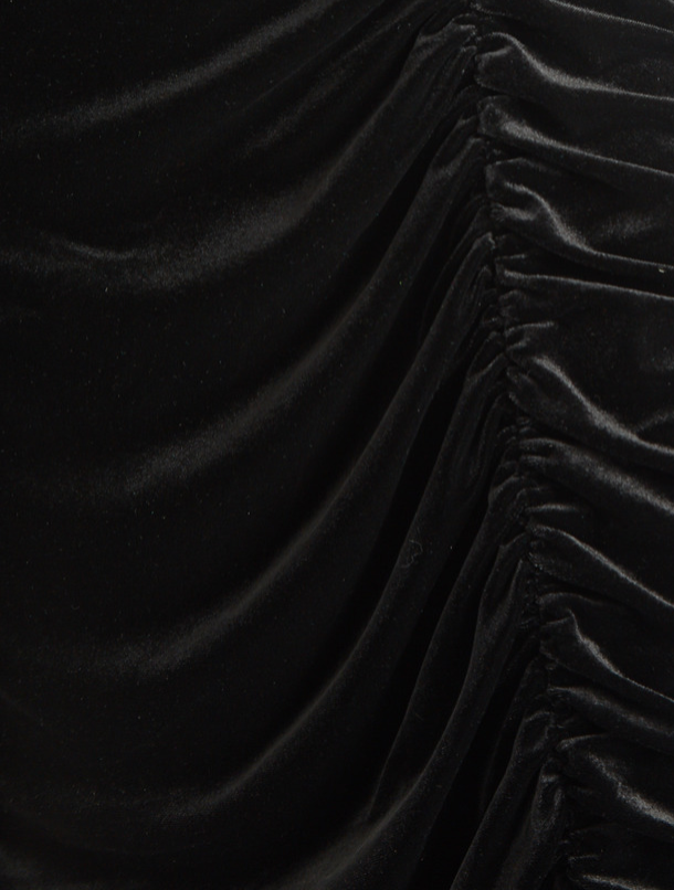 Louche Helka Velvet Ruched Mini Skirt Black