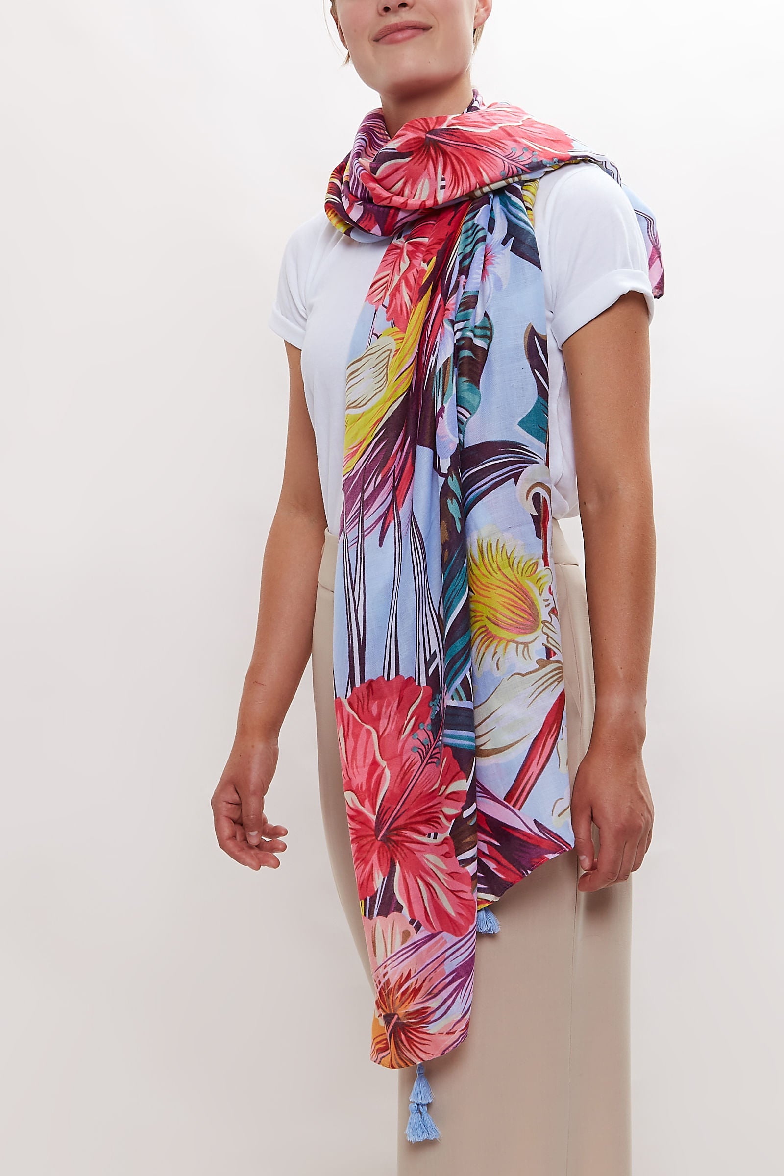Louche Hot Tropics Printed Scarf - Styled