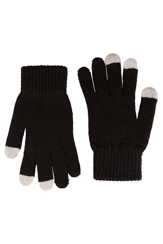 Louche Knitted Glove With Phone Fingers - Black