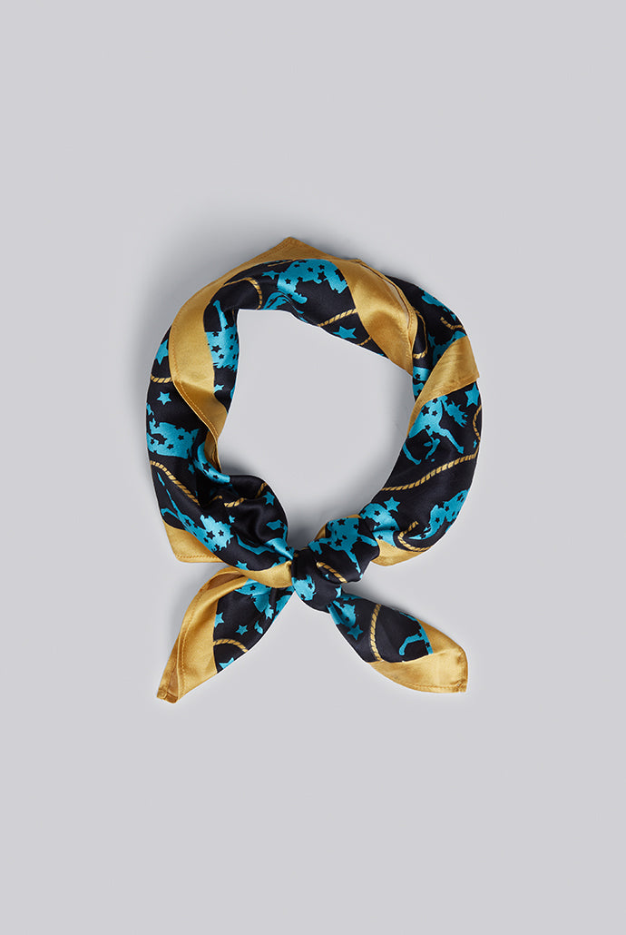 Louche Horse Scarf - Navy - Detail 1
