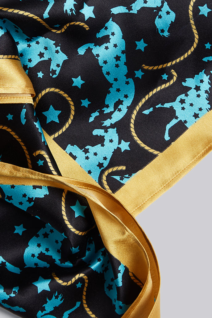 Louche Horse Scarf - Navy - Detail 3