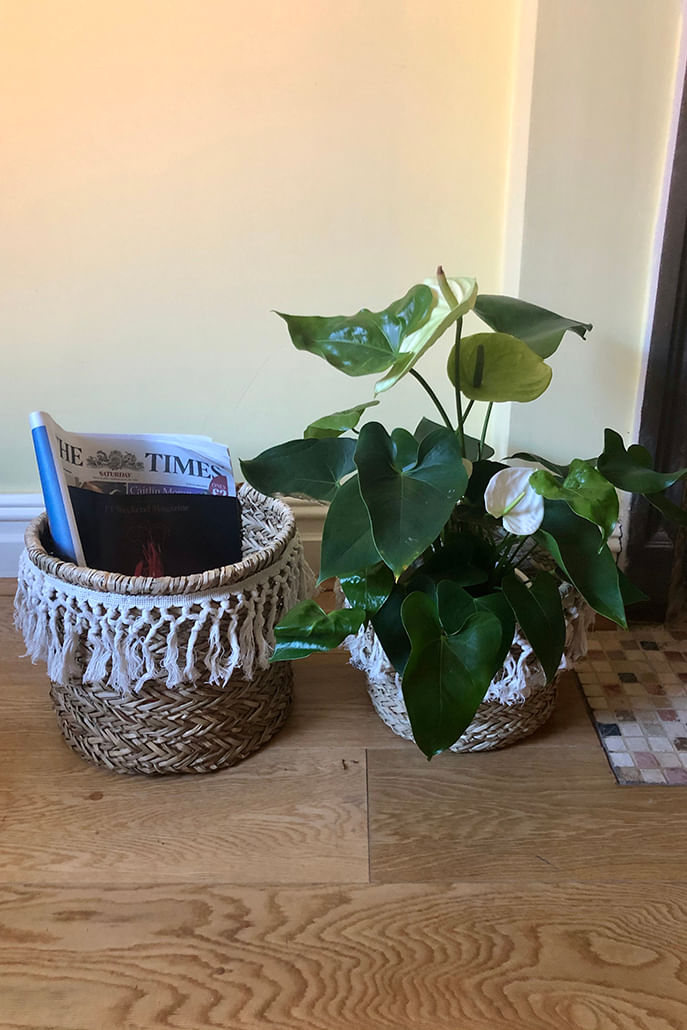 Set Of 2 Raffia Tassel Baskets - Styled