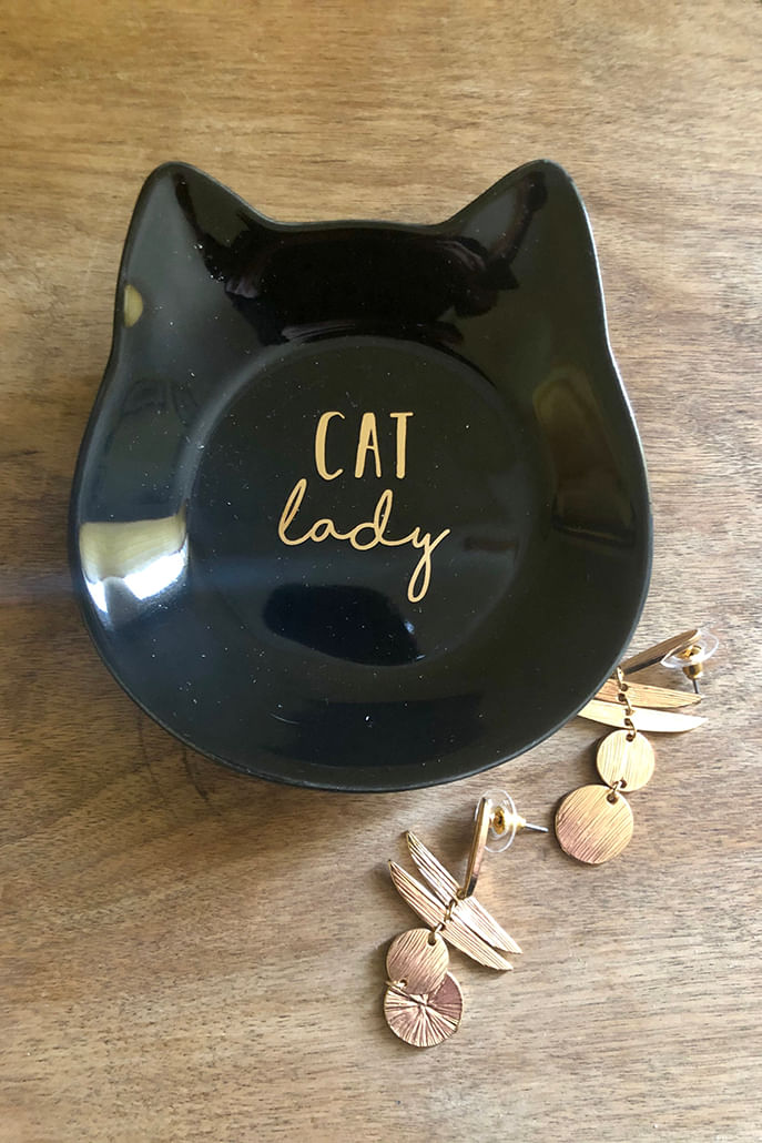 Ceramic Cat Shaped Jewellery Dish
