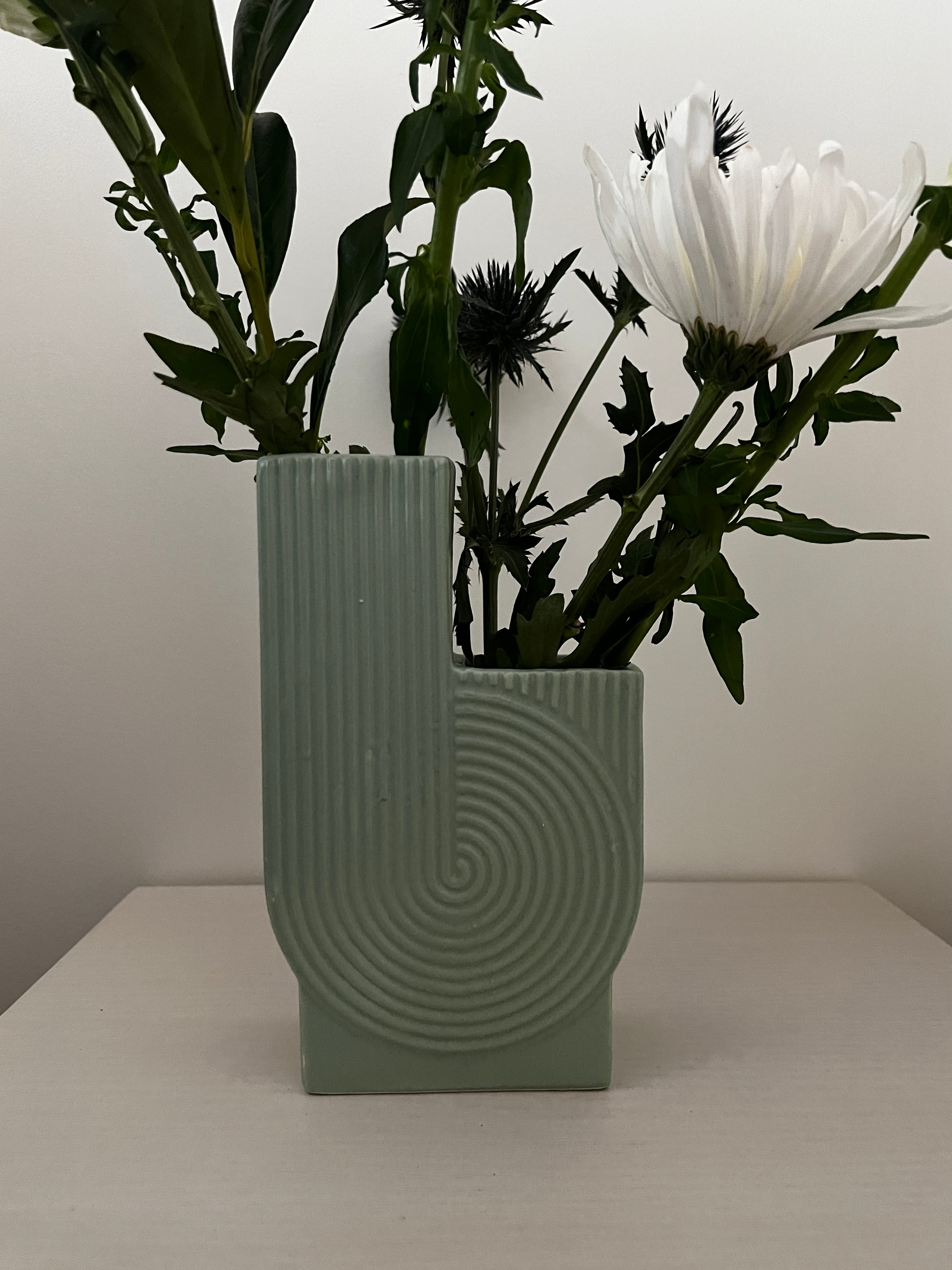 Designer Ribbed Vase - Styled