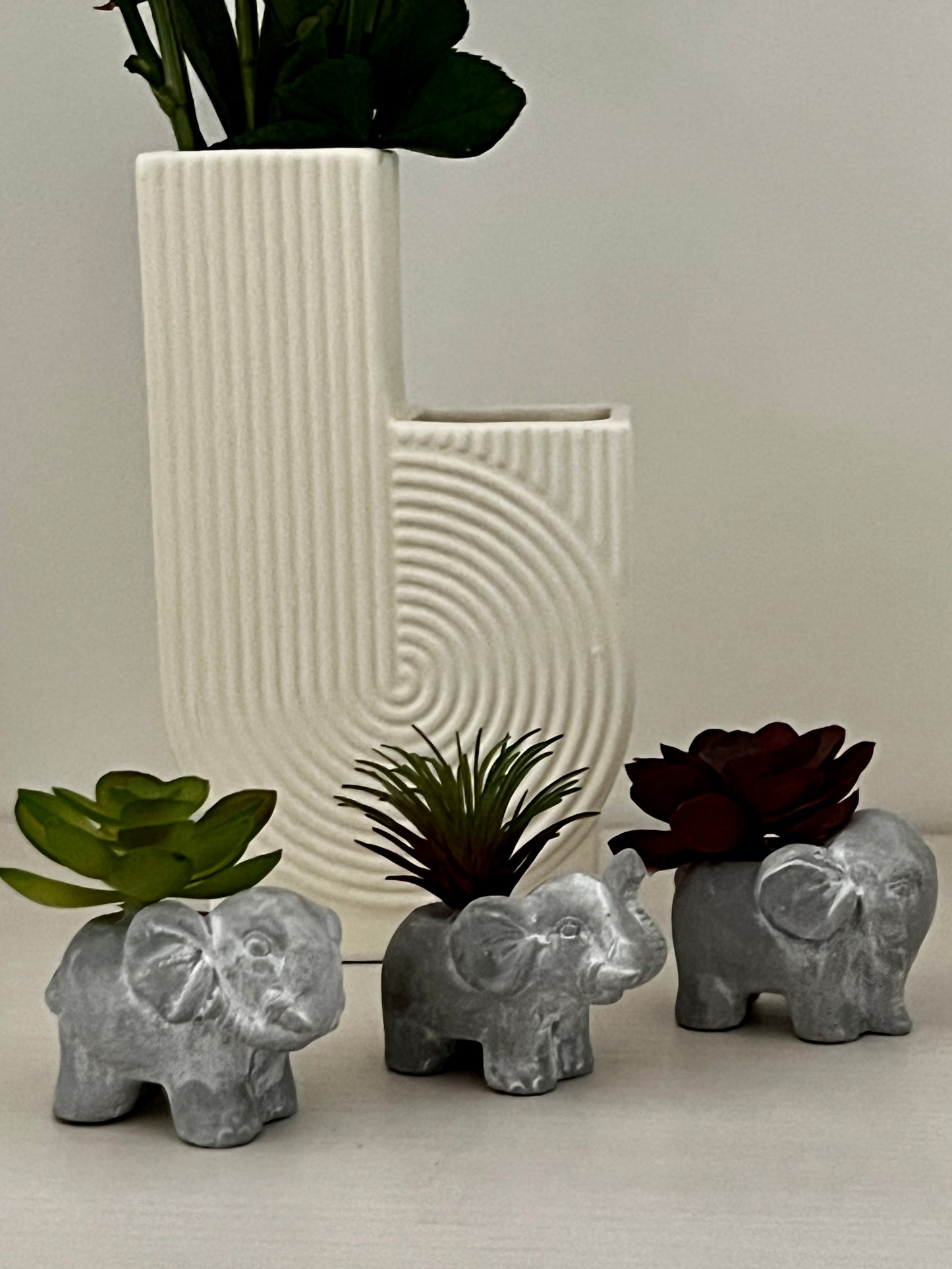 3 Faux Succulents in Elephant Pots