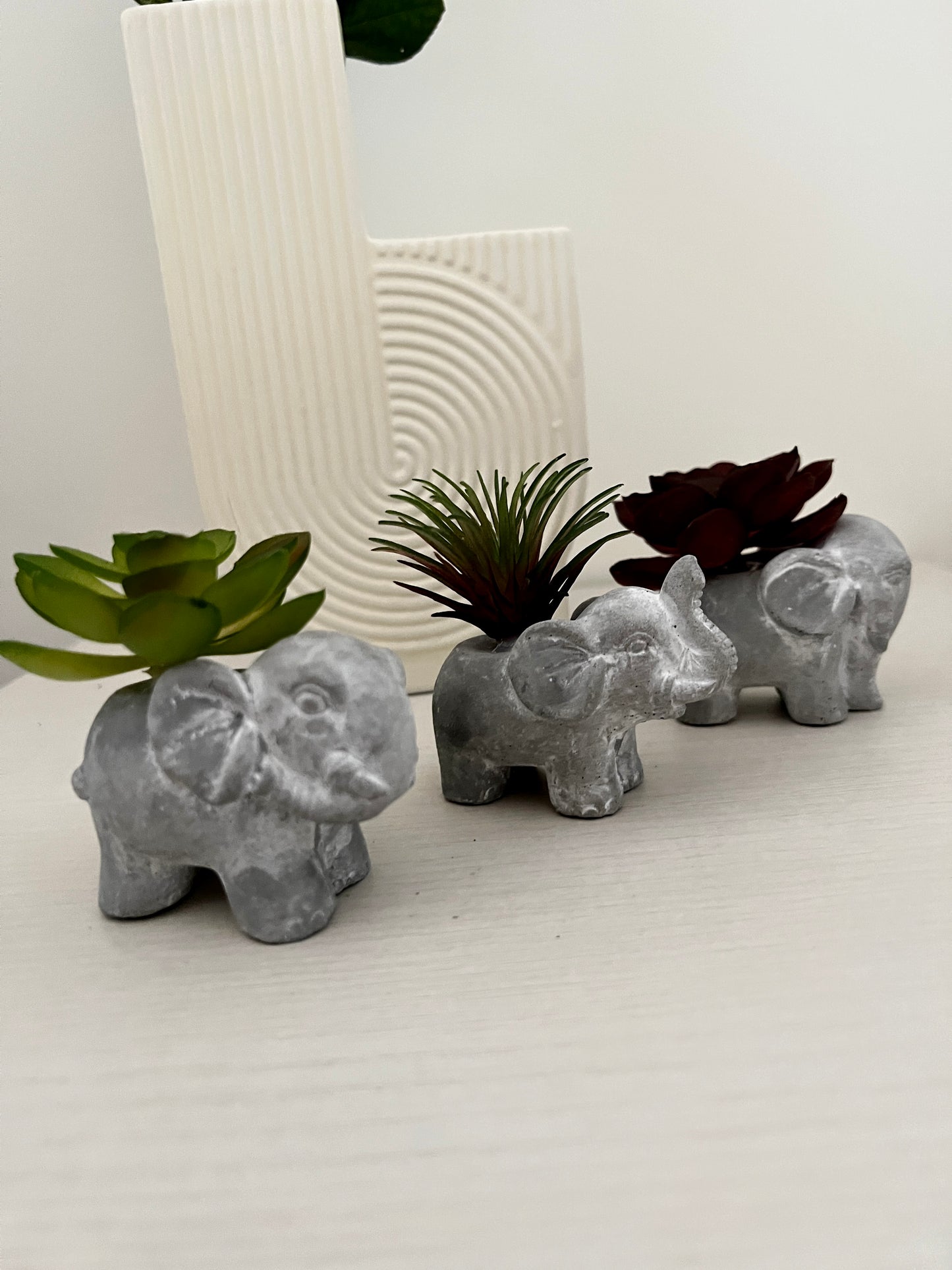 3 Faux Succulents in Elephant Pots