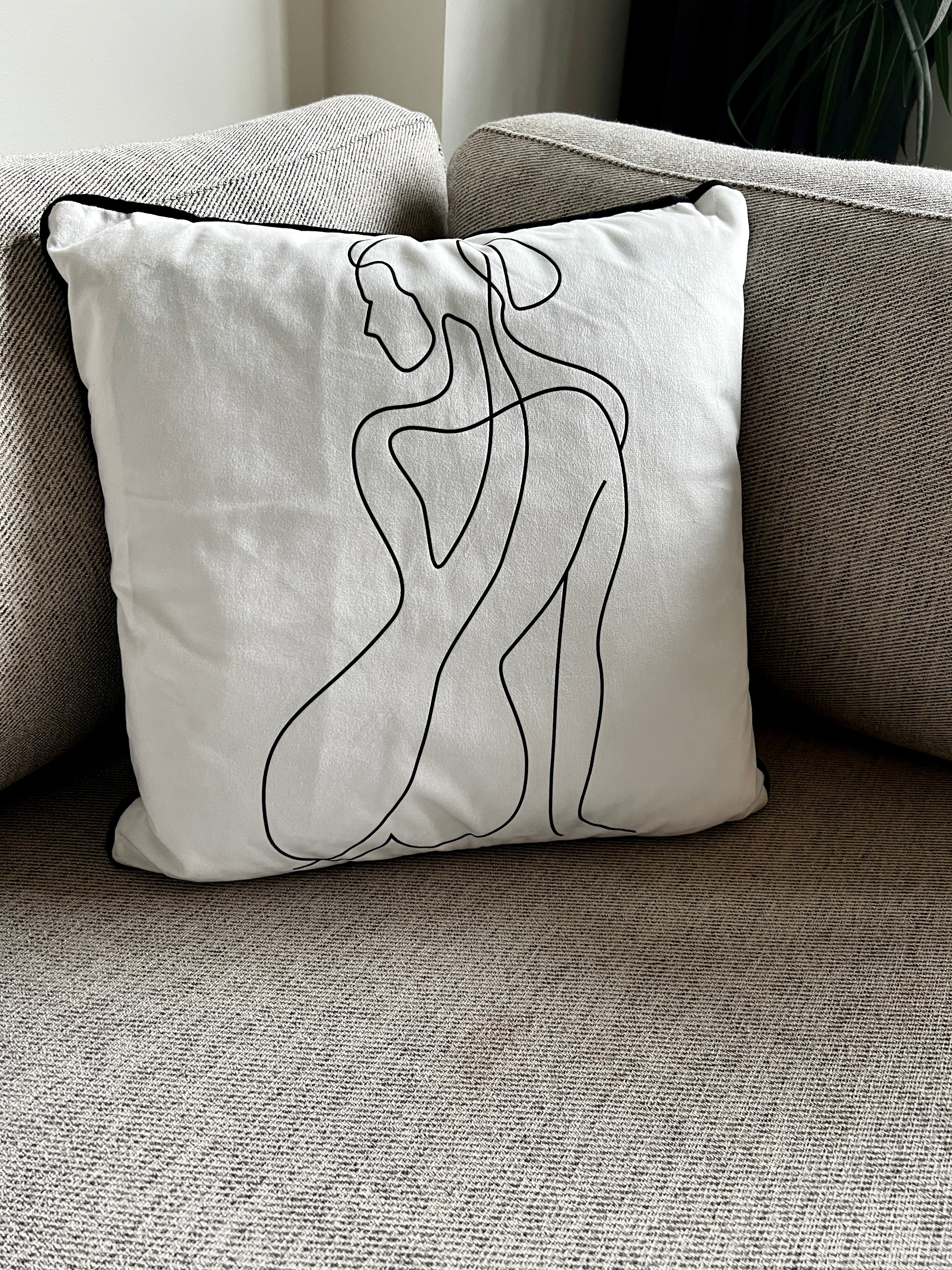 Velvet Sitting Woman Cushion - Styled