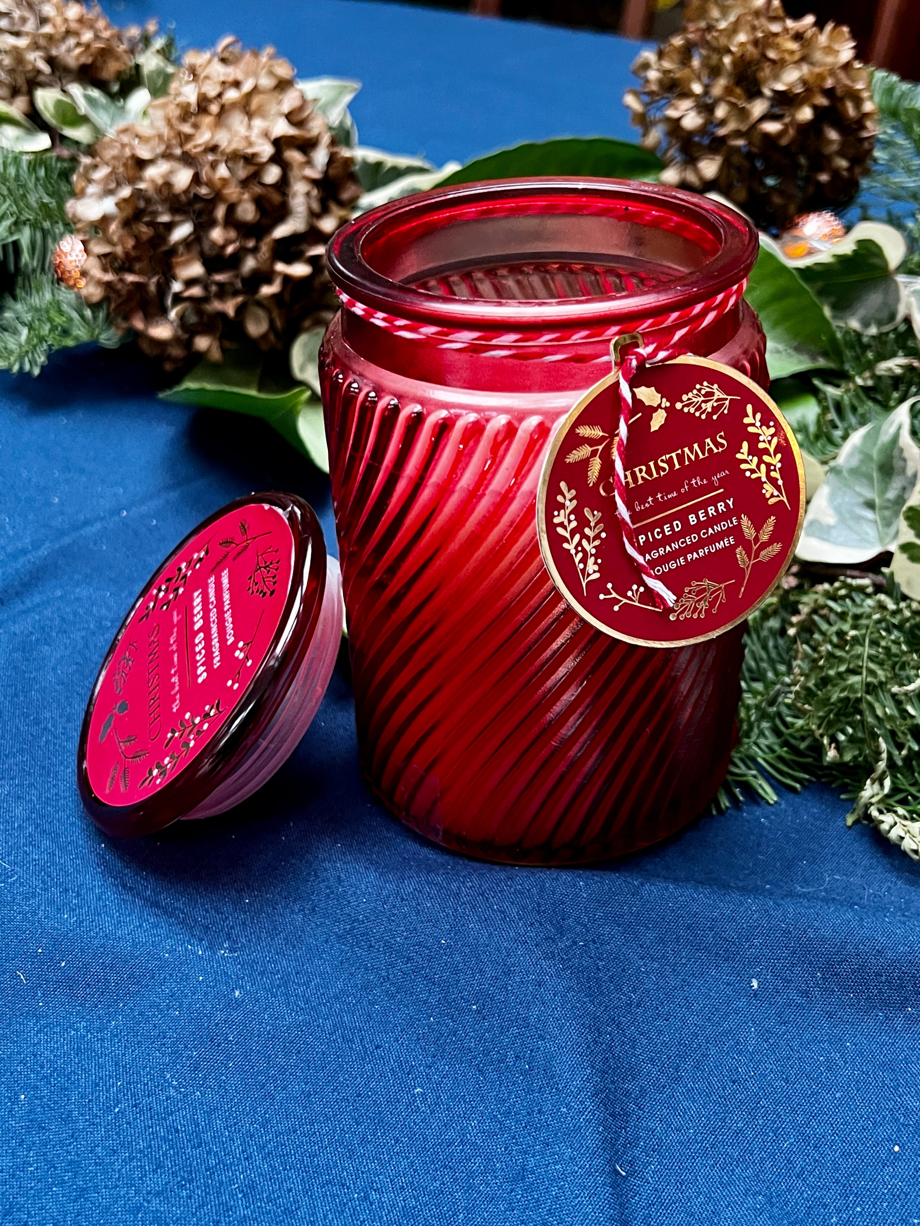 Spiced Berry Ribbed Glass Candle