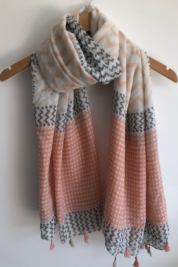 Newton Geometric Print Scarf Tassel