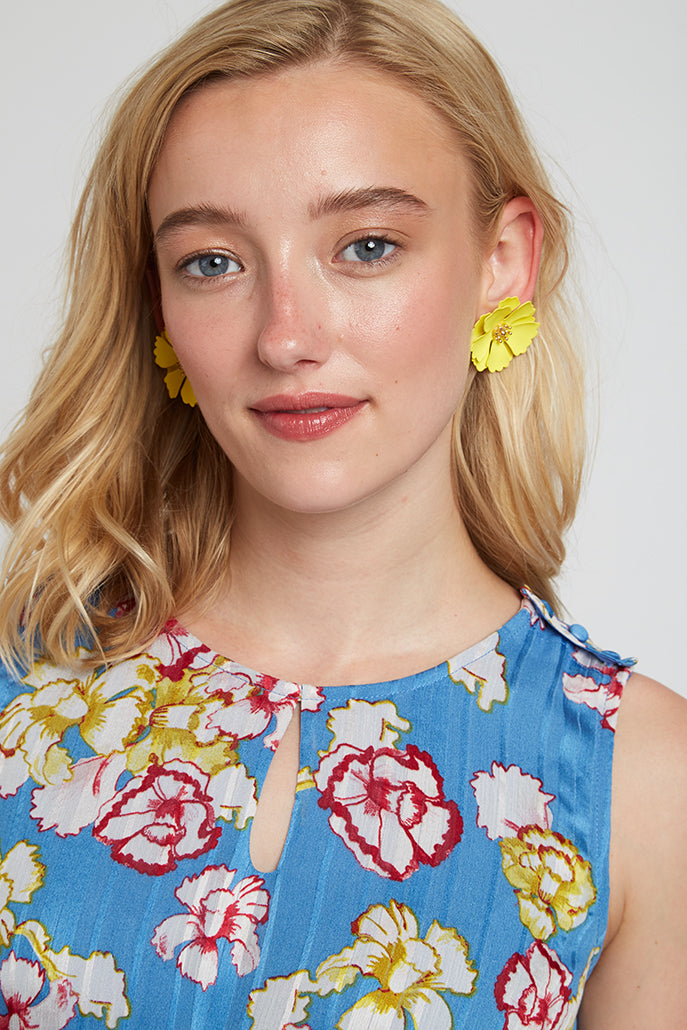 Jalicia Flower Stud Earrings - Yellow