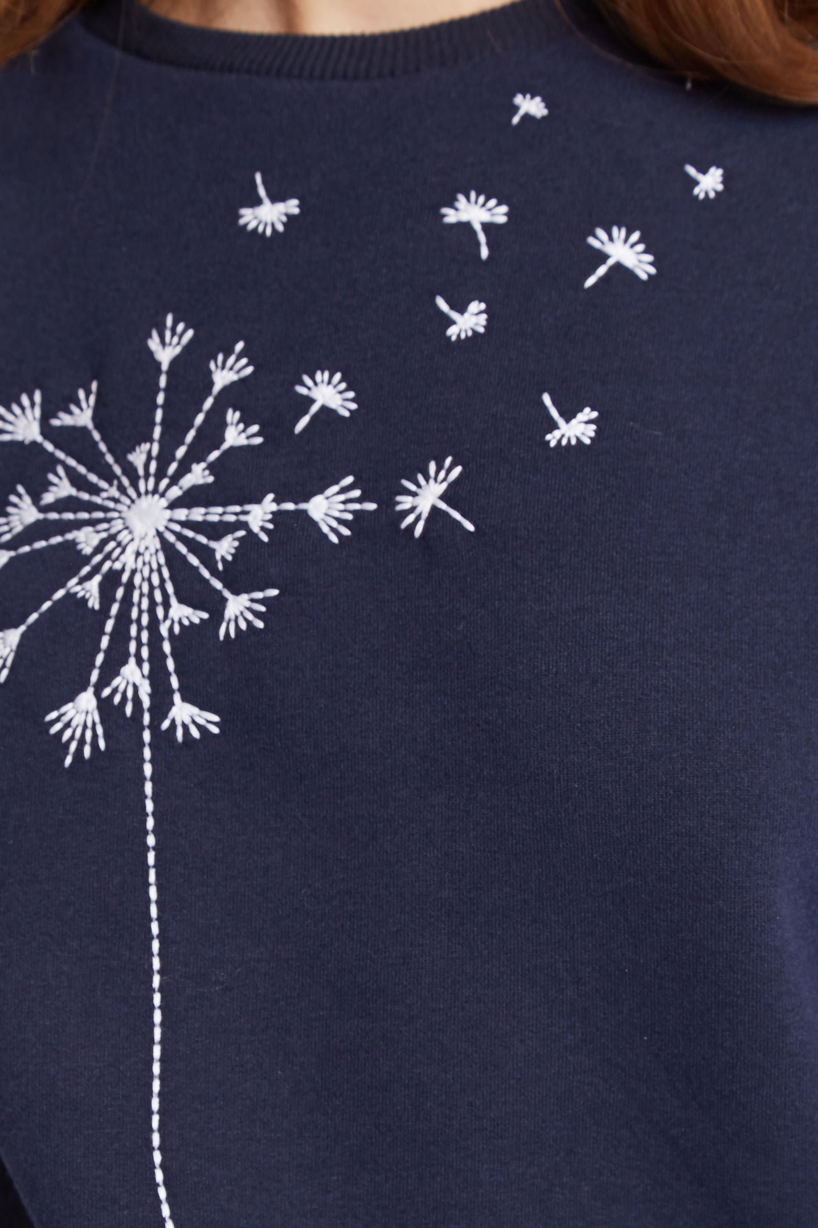 Louche Jan Dandelion Embroidered Sweatshirt - Navy - Detail 1