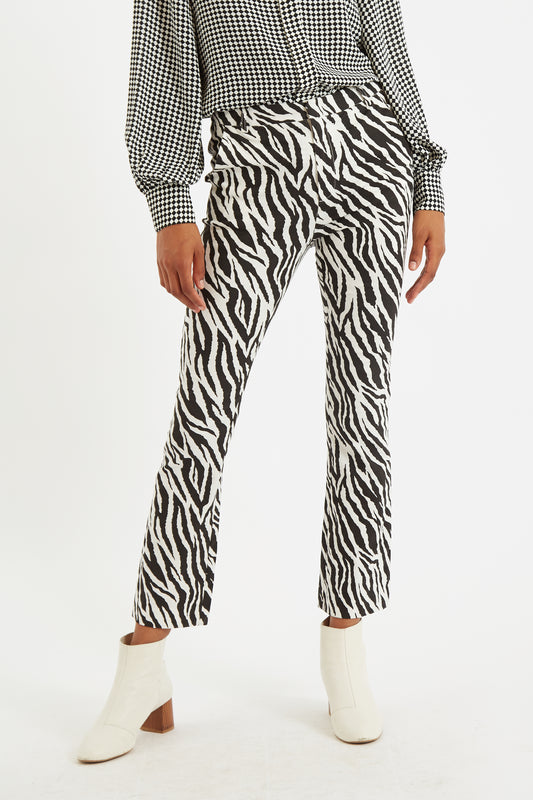 Louche Janelyn Zebra Flared Slim Fit Trouser