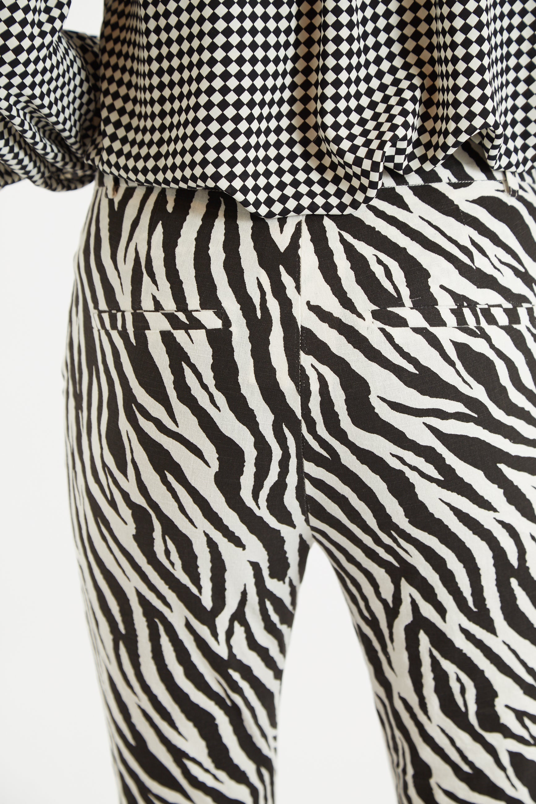Louche Janelyn Zebra Flared Slim Fit Trouser - Detail 4